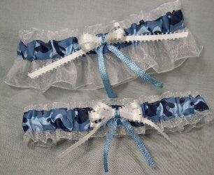 Blue Camouflage Garter Set