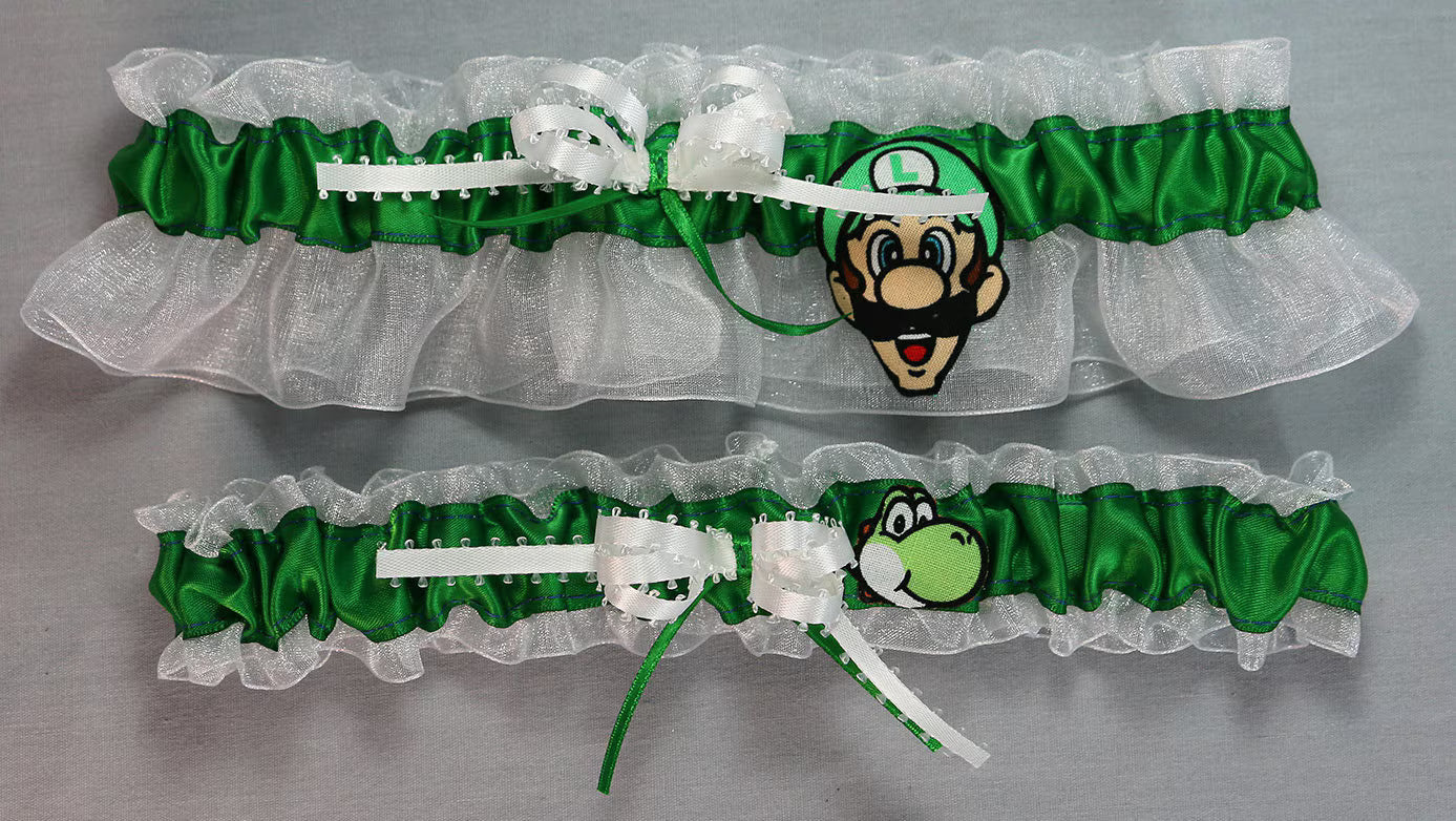 Luigi and Yoshi Inspired Garter Set