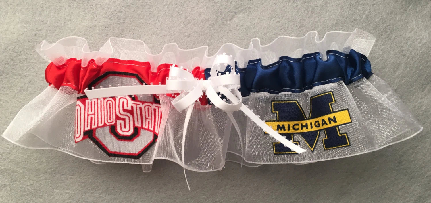 Ohio State/Michigan Inspired Bridal Garter